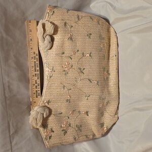 Zipper Large Straw Classic Bag -Beige